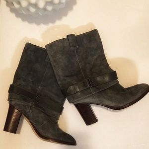 Blue grey suede boots